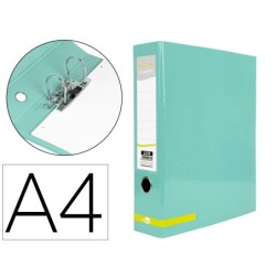 ARCHIVADOR DE PALANCA LIDERPAPEL A4 COLOR SYSTEM FORRADO SIN RADO LOMO 80 MM MENTA COMPRESOR METALICO