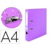 ARCHIVADOR DE PALANCA LIDERPAPEL A4 DOCUMENTA FORRADO PVC CON RADO LOMO 52 MM LILA COMPRESOR METALICO