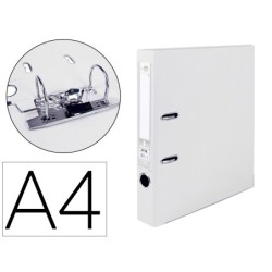 ARCHIVADOR DE PALANCA LIDERPAPEL A4 DOCUMENTA FORRADO PVC CON RADO LOMO 52MMBLANCO COMPRESOR METALICO