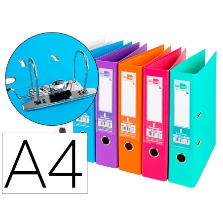 ARCHIVADOR DE PALANCA LIDERPAPEL A4 DOCUMENTA FORRADO PVC CON RADO LOMO 75 MM COLORES SURTIDOS TRENDING (PACK INDIVISIBLE 6 UDS)