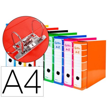 ARCHIVADOR DE PALANCA LIDERPAPEL A4 FILING SYSTEM FORRADO SIN RADO LOMO 80 MM COLORES SURTIDOS CON CAJA(PACK INDIVISIBLE 8 UDS)