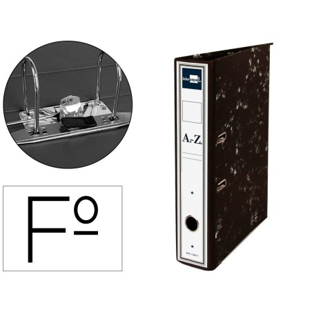 ARCHIVADOR DE PALANCA LIDERPAPEL FOLIO CLASSIC CARTON ENTRECOLADO CON RADO LOMO 52MM NEGRO COMPRESOR METALICO