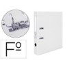 ARCHIVADOR DE PALANCA LIDERPAPEL FOLIO DOCUMENTA FORRADO PVC CON RADO LOMO 52 MM BLANCO COMPRESOR METALICO