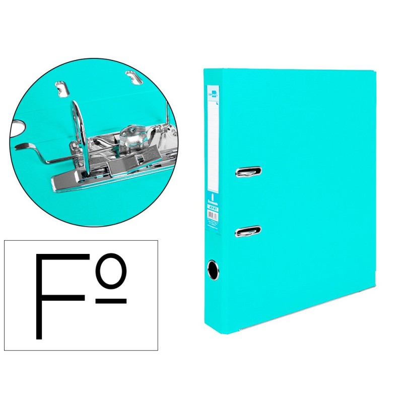ARCHIVADOR DE PALANCA LIDERPAPEL FOLIO DOCUMENTA FORRADO PVC CON RADO LOMO 52 MM VERDE CLARO COMPRESOR