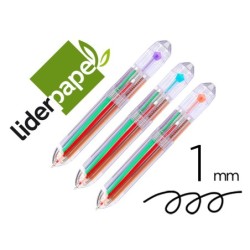 BOLIGRAFO LIDERPAPEL 10 EN 1 CUERPO TRANSPARENTE 10 COLORES 1 MM RETRACTIL