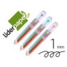 BOLIGRAFO LIDERPAPEL 10 EN 1 CUERPO TRANSPARENTE 10 COLORES 1 MM RETRACTIL