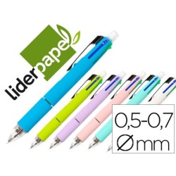 BOLIGRAFO LIDERPAPEL 5 EN 1 AZUL NEGRO ROJO VERDE 0,7M Y PORTAMINAS 0,5MM