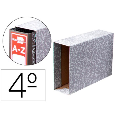 CAJA ARCHIVADOR LIDERPAPEL CLASSIC RED CUARTO APAISADO GRIS