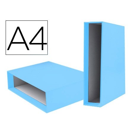 CAJA ARCHIVADOR LIDERPAPEL DE PALANCA CARTON DIN A4 DOCUMENTA LOMO 75 MM CELESTE