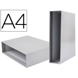CAJA ARCHIVADOR LIDERPAPEL DE PALANCA CARTON DIN-A4 DOCUMENTA LOMO 82MM COLOR GRIS
