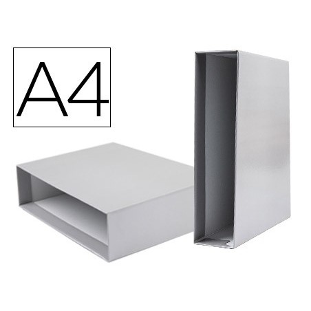 CAJA ARCHIVADOR LIDERPAPEL DE PALANCA CARTON DIN-A4 DOCUMENTA LOMO 82MM COLOR GRIS