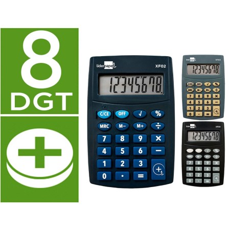 CALCULADORA LIDERPAPEL BOLSILLO XF04 8 DIGITOS PILAS 99X64X9 MM EXPOSITOR DE 16 UNIDADES COLORES SURTIDOS