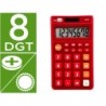 CALCULADORA LIDERPAPEL BOLSILLO XF11 8 DIGITOS SOLAR Y PILAS COLOR ROJO 115X65X8 MM
