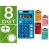 CALCULADORA LIDERPAPEL BOLSILLO XF14 8 DIGITOS SOLAR Y PILAS 115X65X8 MM EXPOSITOR DE 16 UNIDADES COLORES