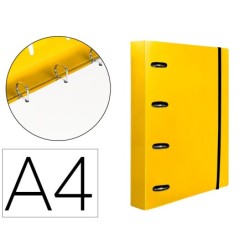 CARPETA CON RECAMBIO LIDERPAPEL A4 CUADRO 5MM 100 HOJAS 80G POLIPROPILENO 4 ANILLAS 40MM AMARILLO FLUOR