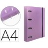 CARPETA CON RECAMBIO LIDERPAPEL A4 CUADRO 5MM 100 HOJAS 80G POLIPROPILENO 4 ANILLAS 40MM LAVANDA OPACO