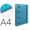 CARPETA CON RECAMBIO LIDERPAPEL A4 CUADRO 5MM 100 HOJAS 80G POLIPROPILENO 4 ANILLAS MIXTAS 25MM CELESTE