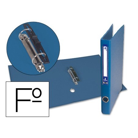 CARPETA DE 2 ANILLAS 25MM MIXT AS LIDERPAPEL FOLIO FORRADO PAPERCOAT CON OLLAO Y TARJETERO COMPRESOR PLASTICO AZUL