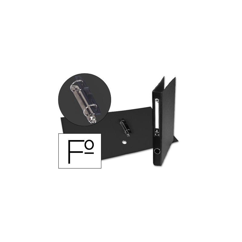 CARPETA DE 2 ANILLAS 25MM MIXT AS LIDERPAPEL FOLIO FORRADO PAPERCOAT CON OLLAO Y TARJETERO COMPRESOR PLASTICO NEGRO