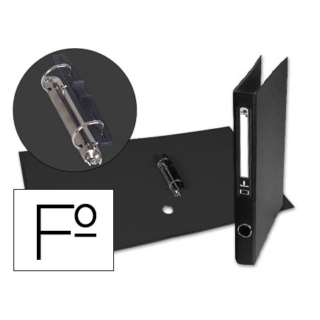CARPETA DE 2 ANILLAS 25MM MIXT AS LIDERPAPEL FOLIO FORRADO PAPERCOAT CON OLLAO Y TARJETERO COMPRESOR PLASTICO NEGRO