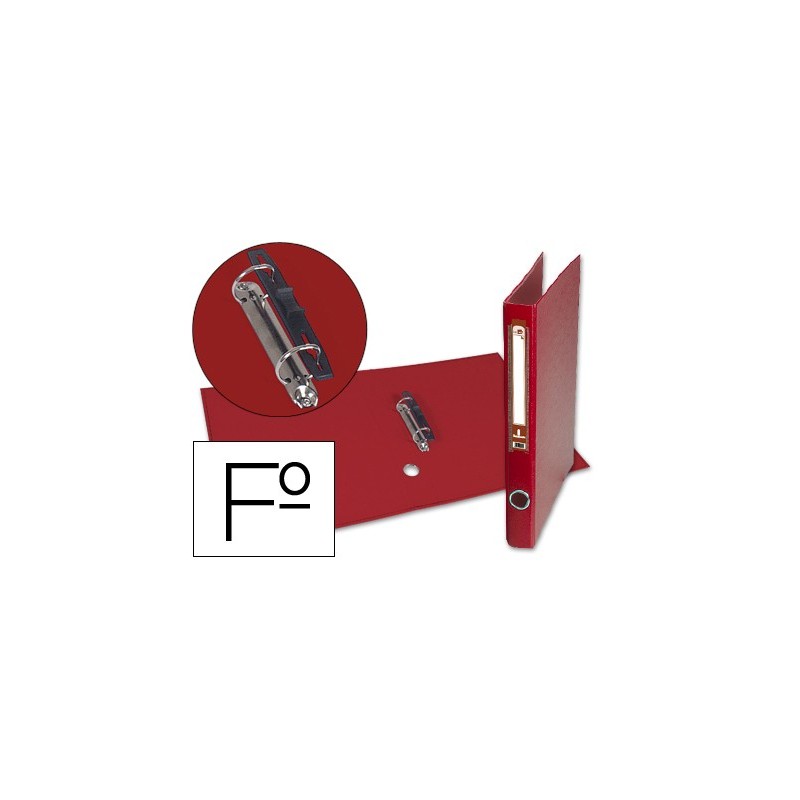 CARPETA DE 2 ANILLAS 25MM MIXT AS LIDERPAPEL FOLIO FORRADO PAPERCOAT CON OLLAO Y TARJETERO COMPRESOR PLASTICO ROJO