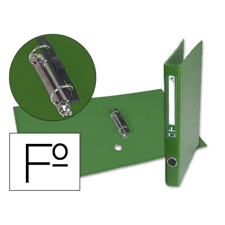 CARPETA DE 2 ANILLAS 25MM MIXT AS LIDERPAPEL FOLIO FORRADO PAPERCOAT CON OLLAO Y TARJETERO COMPRESOR PLASTICO VERDE