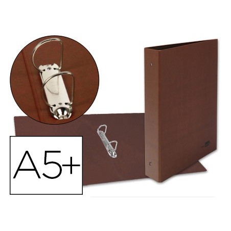 CARPETA DE 2 ANILLAS 25MM MIXTAS LIDERPAPEL CUARTO CARTON CUERO FORRADO COMPRESOR PLASTICO