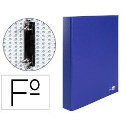 CARPETA DE 2 ANILLAS 25MM MIXTAS LIDERPAPEL FOLIO CARTON FORRADO PAPER COAT COMPRESOR PLASTICO AZUL
