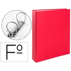 CARPETA DE 2 ANILLAS 40MM MIXTAS LIDERPAPEL FOLIO CARTON FORRADO PAPER COAT PLASTICO ROJA