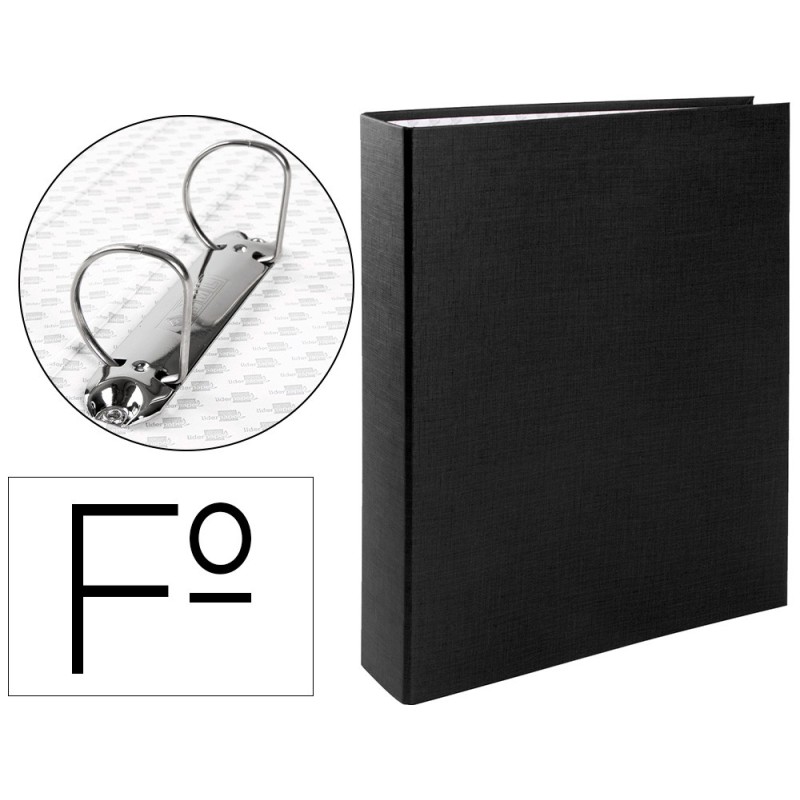 CARPETA DE 2 ANILLAS 40MM MIXTAS LIDERPAPEL FOLIO CARTON FORRADO PAPER COAT PLASTICO NEGRA
