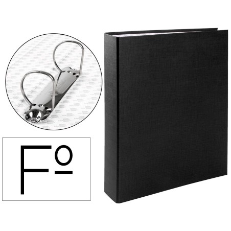 CARPETA DE 2 ANILLAS 40MM MIXTAS LIDERPAPEL FOLIO CARTON FORRADO PAPER COAT PLASTICO NEGRA