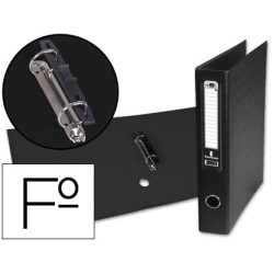 CARPETA DE 2 ANILLAS 40MM MIXT AS LIDERPAPEL FOLIO FORRADO PAPERCOAT CON OLLAO Y TARJETERO COMPRESOR PLASTICO NEGRO