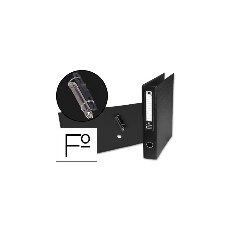 CARPETA DE 2 ANILLAS 40MM MIXT AS LIDERPAPEL FOLIO FORRADO PAPERCOAT CON OLLAO Y TARJETERO COMPRESOR PLASTICO NEGRO