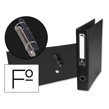 CARPETA DE 2 ANILLAS 40MM MIXT AS LIDERPAPEL FOLIO FORRADO PAPERCOAT CON OLLAO Y TARJETERO COMPRESOR PLASTICO NEGRO