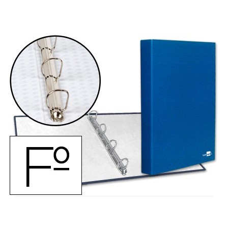 CARPETA DE 4 ANILLAS 25MM MIXTAS LIDERPAPEL FOLIO CARTON FORRADO PAPER COAT AZUL