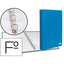 CARPETA DE 4 ANILLAS 25MM MIXTAS LIDERPAPEL FOLIO CARTON FORRADO PAPER COAT CELESTE