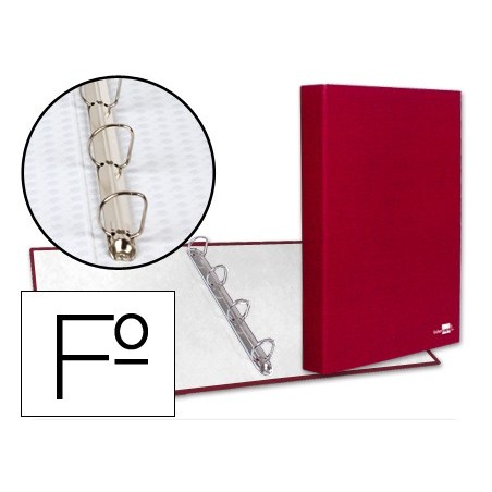 CARPETA DE 4 ANILLAS 25MM MIXTAS LIDERPAPEL FOLIO CARTON FORRADO PAPER COAT ROJA