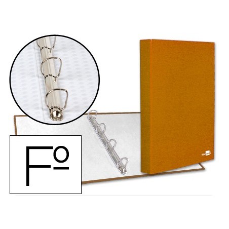 CARPETA DE 4 ANILLAS 25MM MIXTAS LIDERPAPEL FOLIO CARTON FORRADO PAPER COAT NARANJA