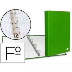 CARPETA DE 4 ANILLAS 25MM MIXTAS LIDERPAPEL FOLIO CARTONFORRADO PAPER COAT VERDE FROSTY