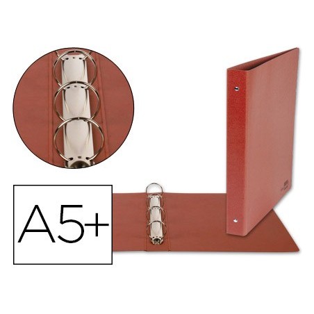 CARPETA DE 4 ANILLAS 25MM REDONDAS LIDERPAPEL CUARTO CARTON CUERO