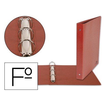 CARPETA DE 4 ANILLAS 25MM REDONDAS LIDERPAPEL FOLIO CARTON CUERO