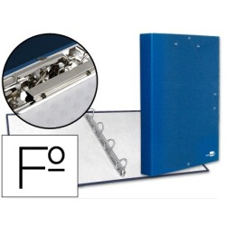CARPETA DE 4 ANILLAS 25MM REDONDAS LIDERPAPEL FOLIO CARTON FORRADO PAPER COAT AZUL CON MINICLIP Y SOLAPAS