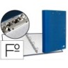 CARPETA DE 4 ANILLAS 25MM REDONDAS LIDERPAPEL FOLIO CARTON FORRADO PAPER COAT AZUL CON MINICLIP Y SOLAPAS