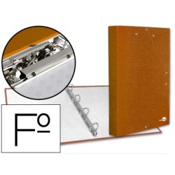 CARPETA DE 4 ANILLAS 25MM REDONDAS LIDERPAPEL FOLIO CARTON FORRADO PAPER COAT NARANJA CON MINICLIP Y SOLAPAS