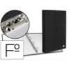 CARPETA DE 4 ANILLAS 25MM REDONDAS LIDERPAPEL FOLIO CARTON FORRADO PAPER COAT NEGRA CON MINICLIP Y SOLAPAS