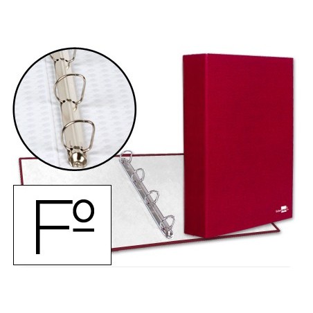 CARPETA DE 4 ANILLAS 40MM MIXTAS LIDERPAPEL FOLIO CARTON FORRADO PAPER COAT ROJA