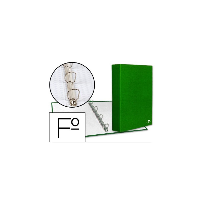 CARPETA DE 4 ANILLAS 40MM MIXTAS LIDERPAPEL FOLIO CARTON FORRADO PAPER COAT VERDE