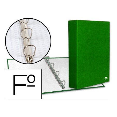 CARPETA DE 4 ANILLAS 40MM MIXTAS LIDERPAPEL FOLIO CARTON FORRADO PAPER COAT VERDE