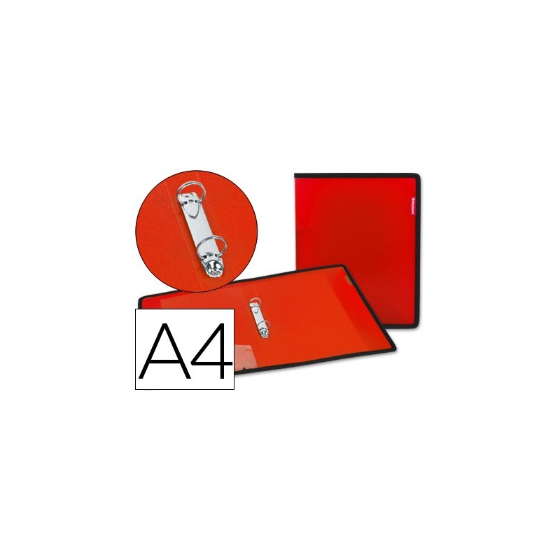 CARPETA LIDERPAPEL 2 ANILLAS 25 MM 43030 POLIPROPILENO ROJA CON BOLSA Y TARJETERO CON RIBETE NEGRO