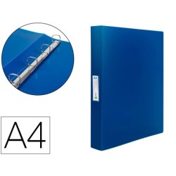 CARPETA LIDERPAPEL 4 ANILLAS 25 MM MIXTAS 43432 POLIPROPILENO DIN A4 AZUL TRANSLUCIDO